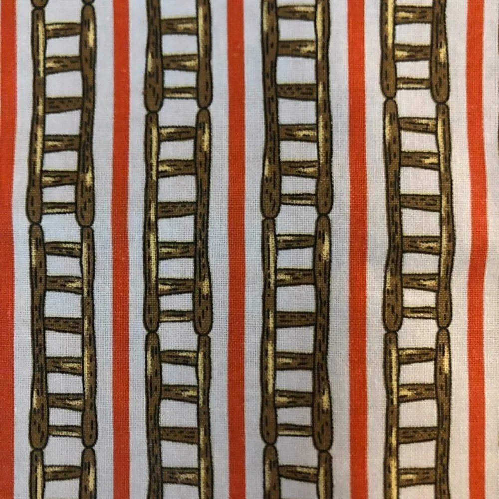 🛒 $14 Quilt Cotton Fabric Material - 2 yards Ladder Construction Boy Stripe 312